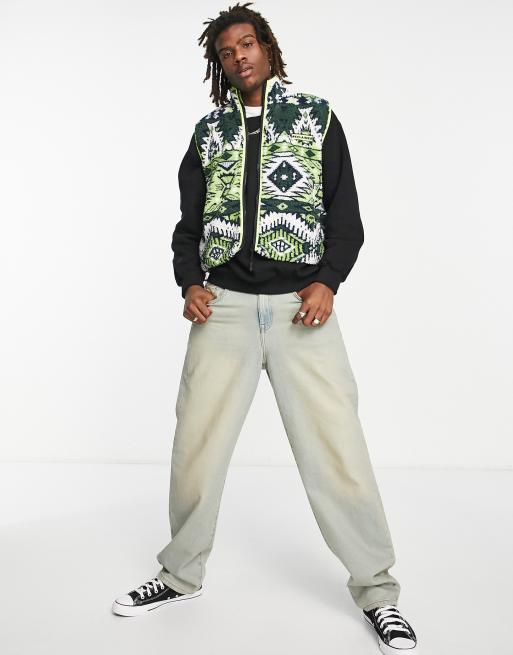 Reclaimed Vintage inspired printed fleece gilet in floral print