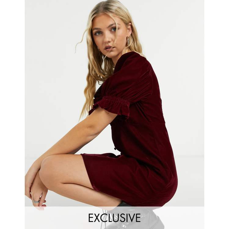 Asos red velvet dress top