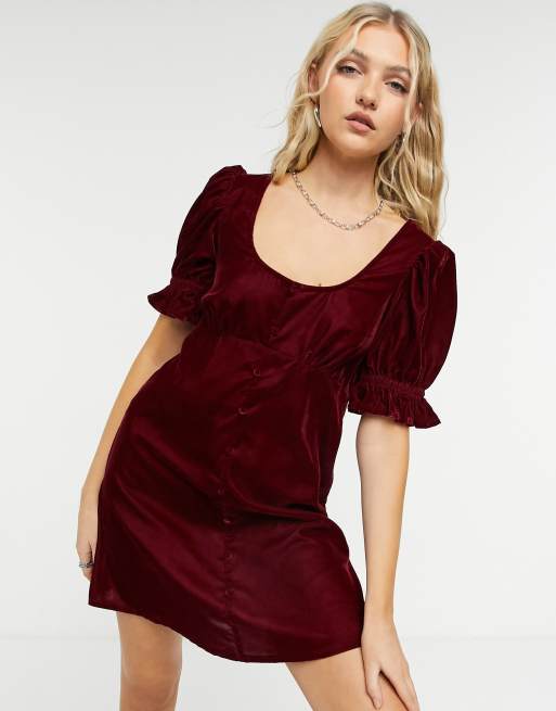 Puff sleeve velvet dress outlet