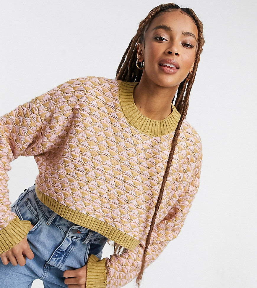reclaimed vintage -  – Inspired – Pullover mit Rautenmuster in Rosa
