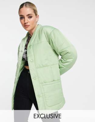 Reclaimed Vintage inspired quilted jacket in light khaki - ASOS Price Checker