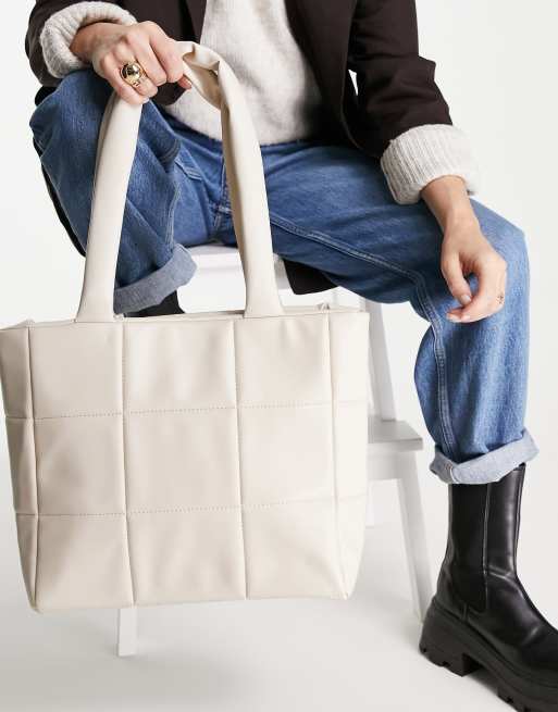 Leather look sales tote bag