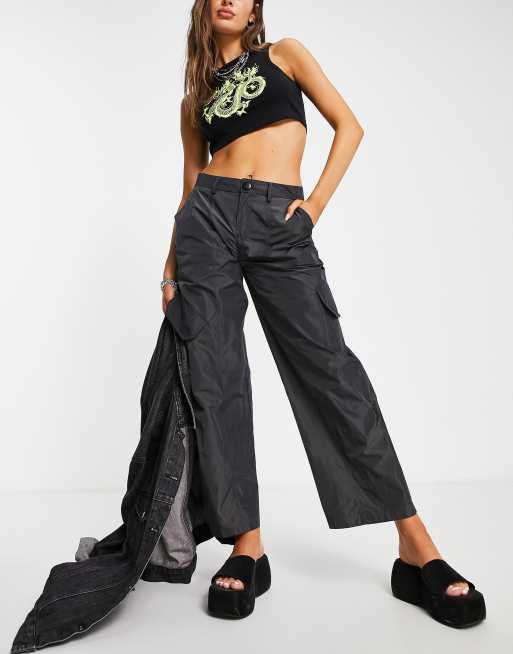 Reclaimed Vintage inspired - Rechte jaren 00 cargobroek met lage taille in grijs