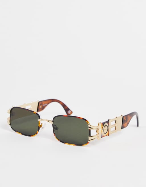 Reclaimed Vintage Inspired - Rechthoekige uniseks zonnebril in tortoise