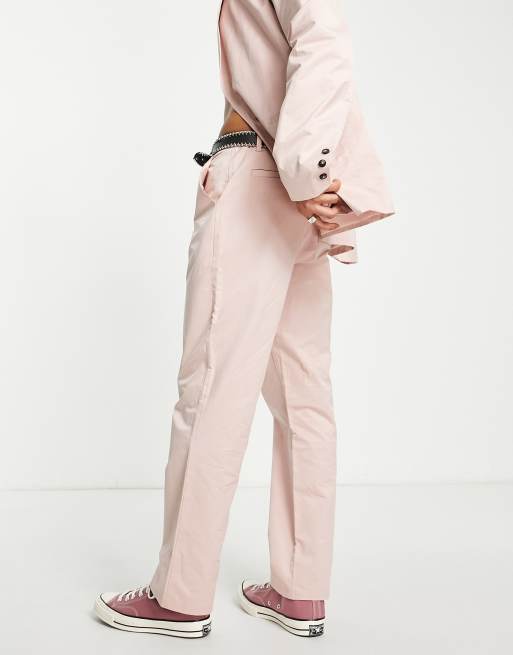 Reclaimed vintage inspired relaxed cotton trouser in light pink ASOS