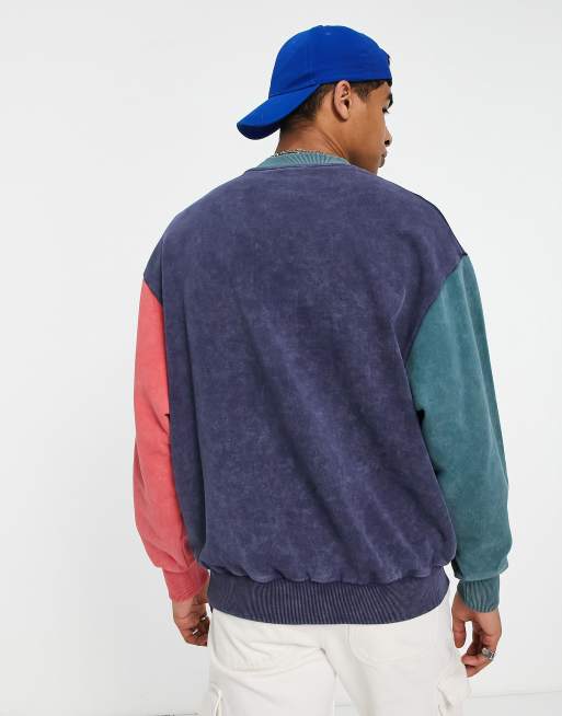 Retro color block sweatshirt new arrivals