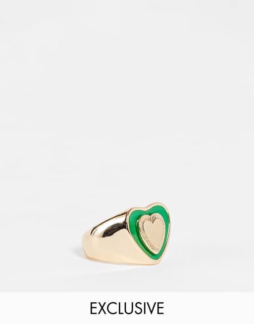 Green heart hot sale ring