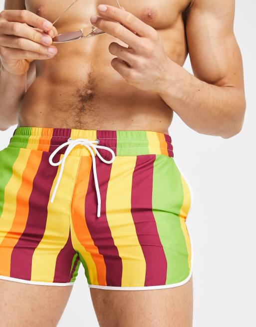 Sherbet Stripe Retro Boy Short Swim Bottoms