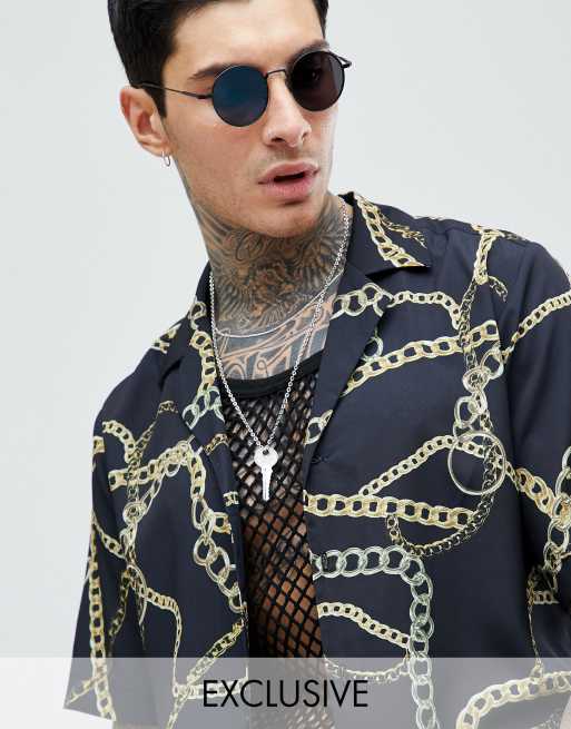 Gold chain print shirt discount
