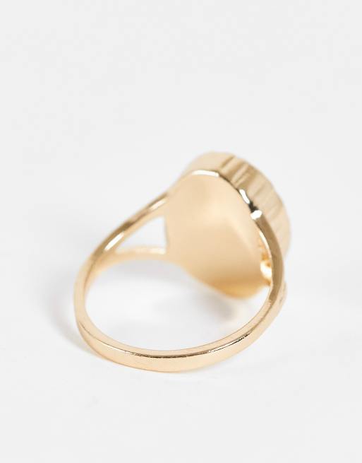 Reclaimed Vintage Inspired - Ring i antik stil med imiteret perlemor og sommerfugl, 4 af 4