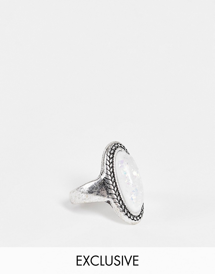 Reclaimed Vintage Inspired - Ring med månesten i sølv
