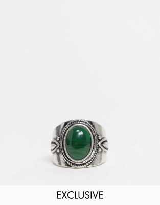 Reclaimed Vintage Inspired Ring With Stone In Silver In Silver