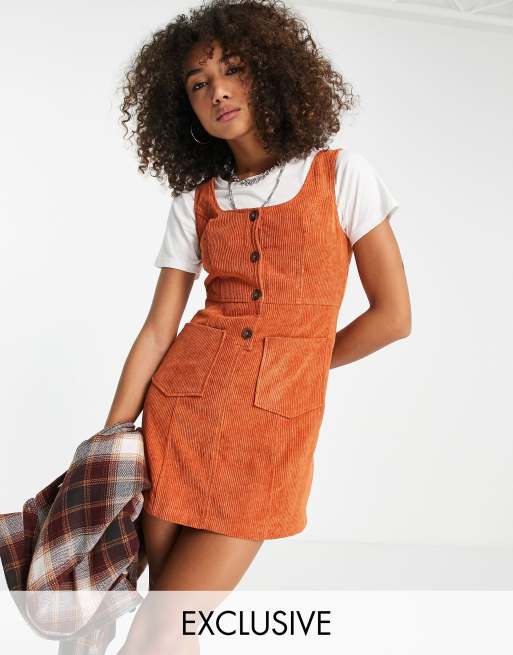 Robe Chasuble En Velours Côtelé Pour Femme - Bretelles Réglables (Mini Robe)