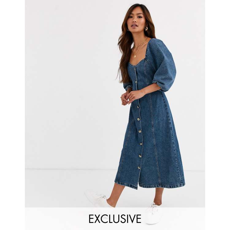 Reclaimed Vintage Inspired Robe mi longue boutonn e devant