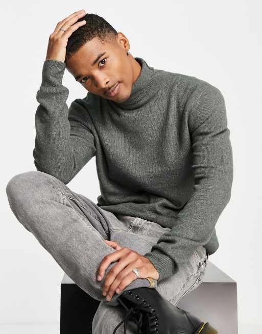Charcoal roll neck jumper shop