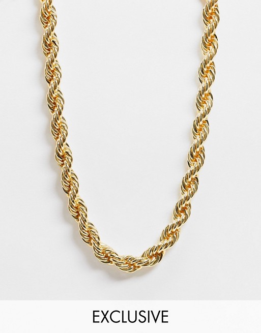 Reclaimed Vintage inspired premium 14k rope chain necklace in gold