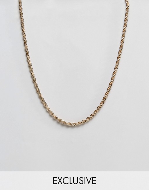Reclaimed Vintage inspired rope chain necklace in gold exclusive to asos