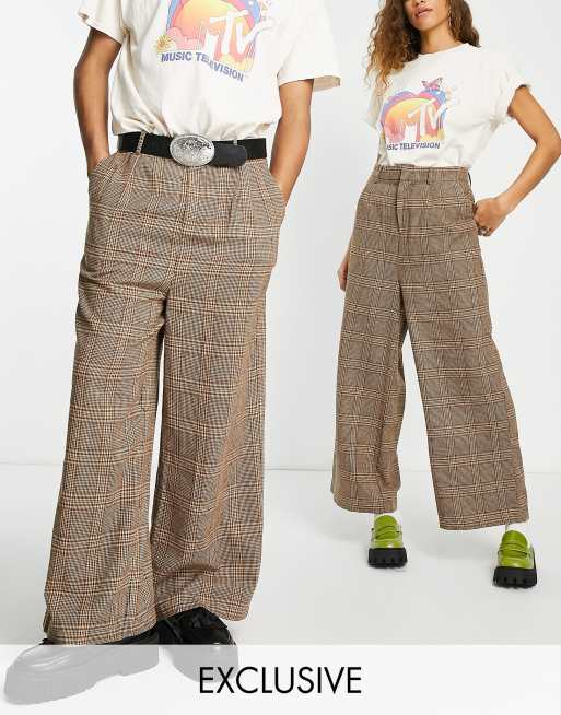 Reclaimed Vintage Inspired – Rutiga dad-byxor i unisex-modell