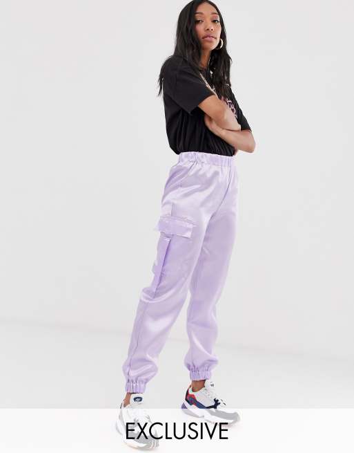 Reclaimed Vintage inspired satin utility joggers