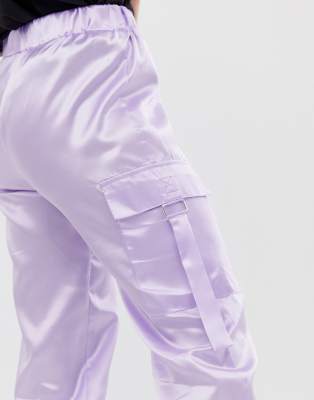 purple silk joggers