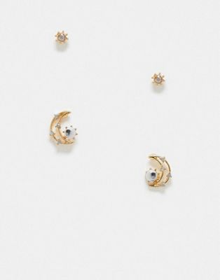 Reclaimed Vintage inspired star and moon earring pack - ASOS Price Checker