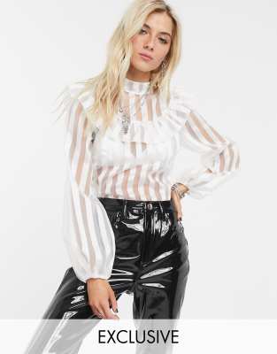 sheer high neck blouse