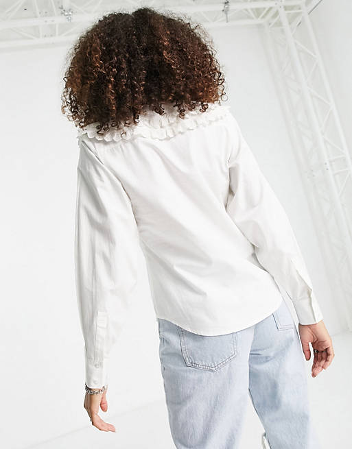  Shirts & Blouses/Reclaimed Vintage inspired shirt with lace collar in white 