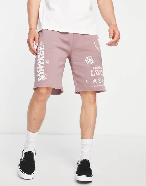 Reclaimed Vintage Inspired - Short à imprimé skate - Rose