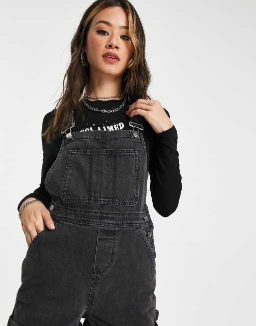 Black denim short dungarees store