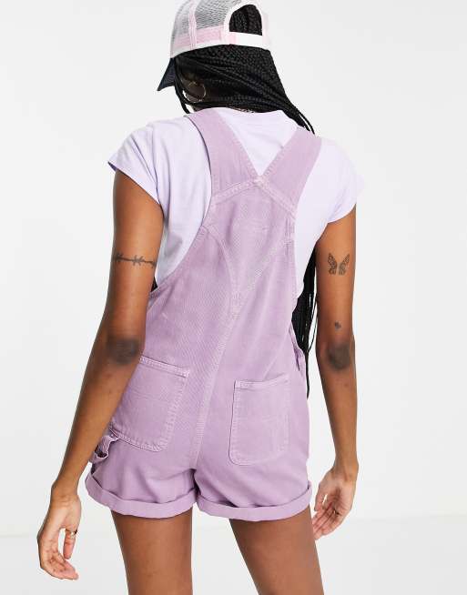 Reclaimed Vintage Inspired Short Overalls In Purple