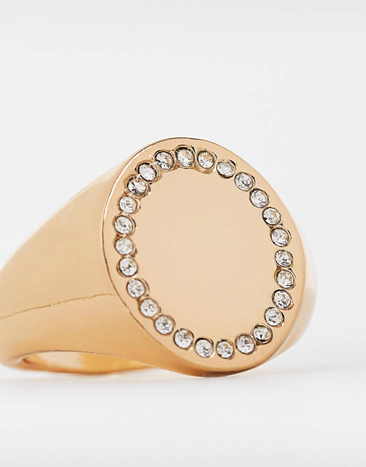 Inspired signet ring with crystal detail in Asos Accessories Jewelry Rings 
