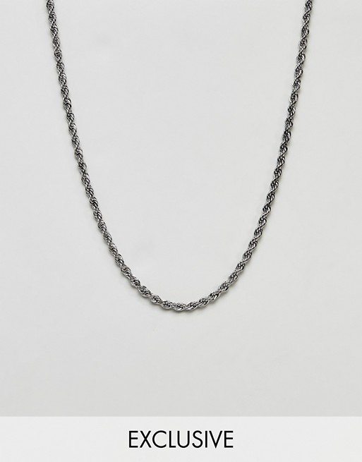Reclaimed Vintage inspired silver rope chain