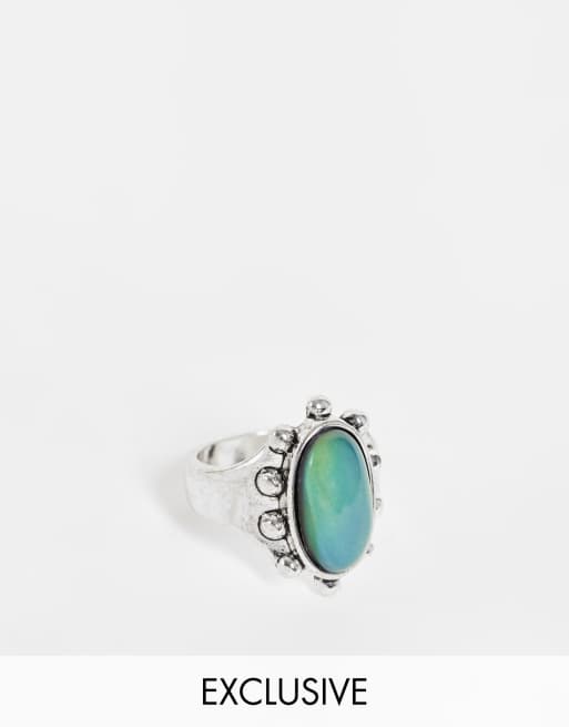 Reclaimed Vintage Inspired – Silverfärgat unisex-halsband i millenniumstil med mood-sten