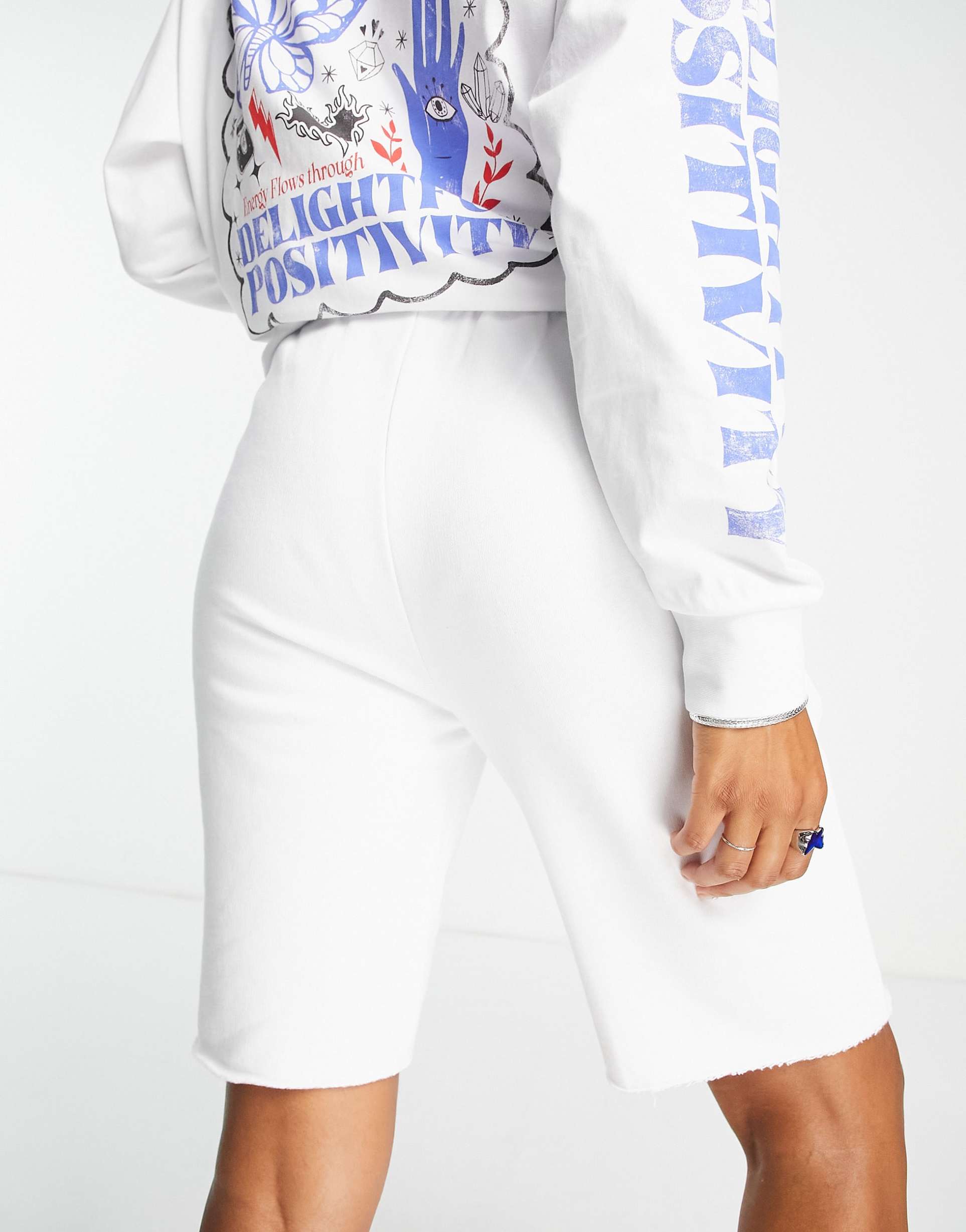 Reclaimed Vintage inspired skate short co-ord in white view 3