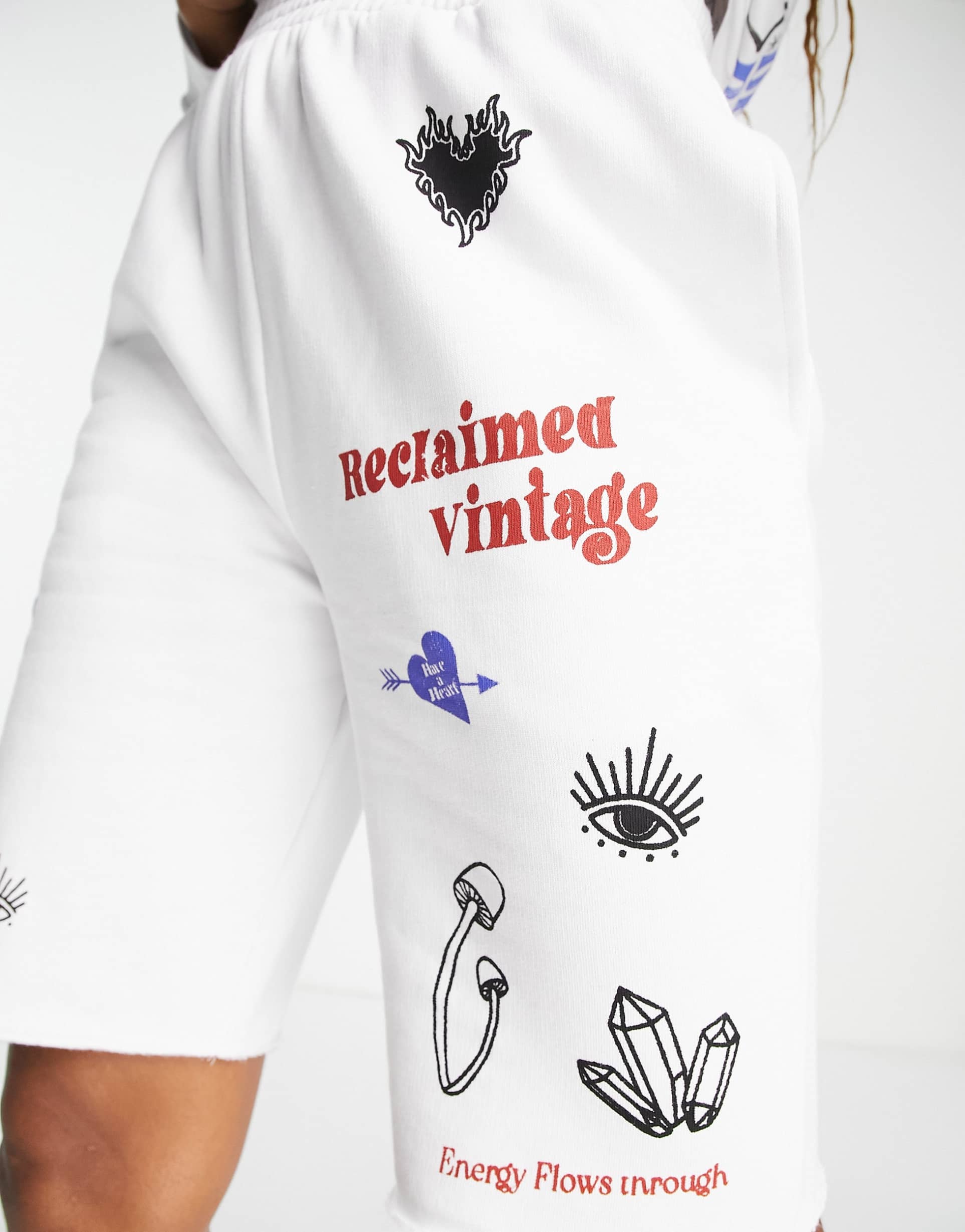 Reclaimed Vintage inspired skate short co-ord in white