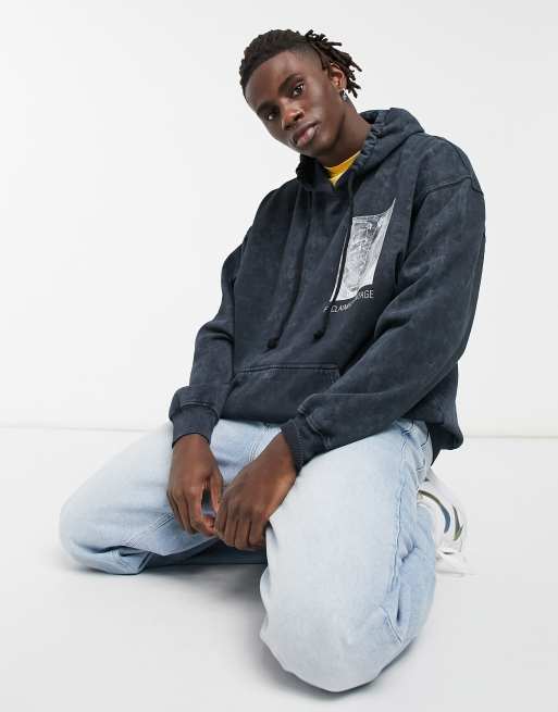 Reclaimed Vintage Inspired sketched face hoodie in black ASOS