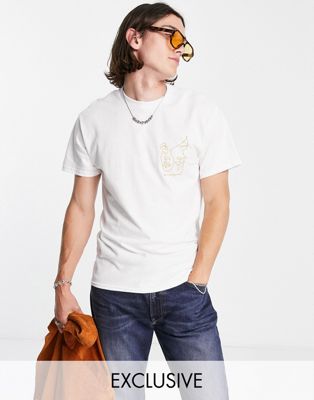 Reclaimed Vintage inspired sketchy face t-shirt in white