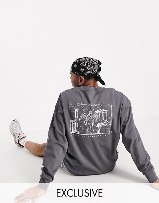 Reclaimed Vintage inspired graphic sweatshirt in charcoal