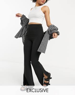 Reclaimed Vintage inspired slim flare trouser in black