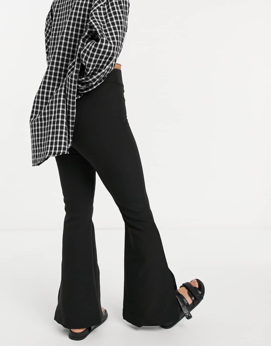 Reclaimed Vintage inspired slim flare trouser in black 0