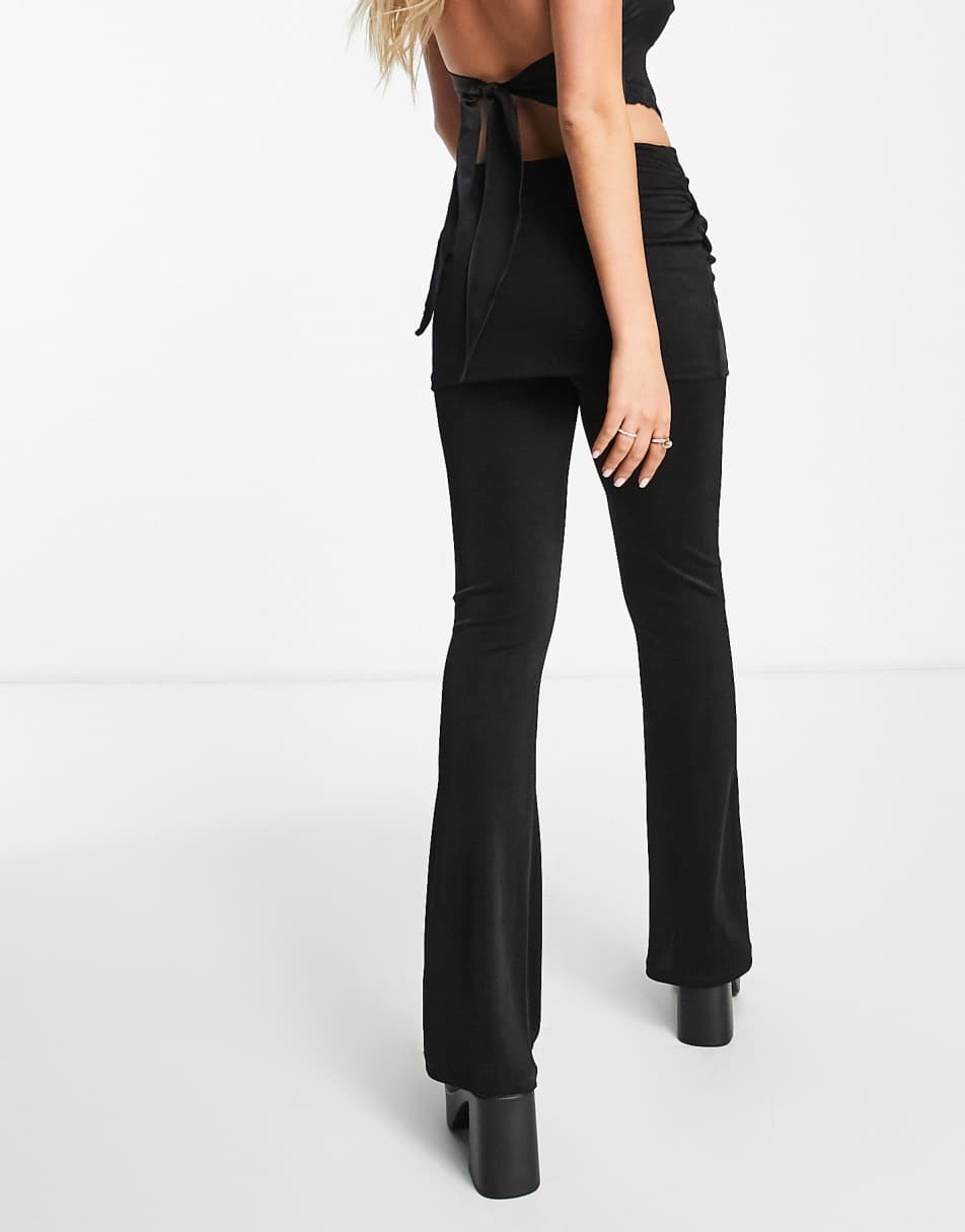 Reclaimed Vintage inspired slinky skirt over flare trousers in black 1