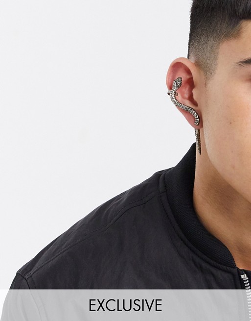Reclaimed Vintage inspired snake earring in silver exclusive at ASOS