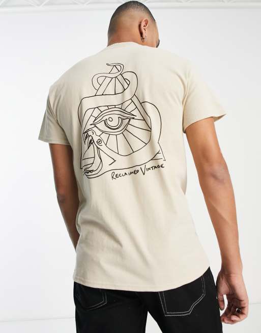 Reclaimed Vintage Inspired snake graphic t-shirt in ecru