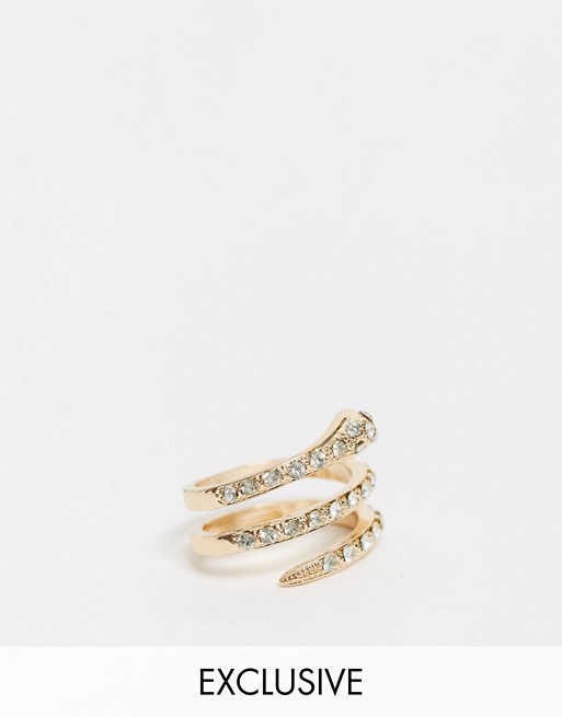 Reclaimed Vintage inspired snake ring in gold