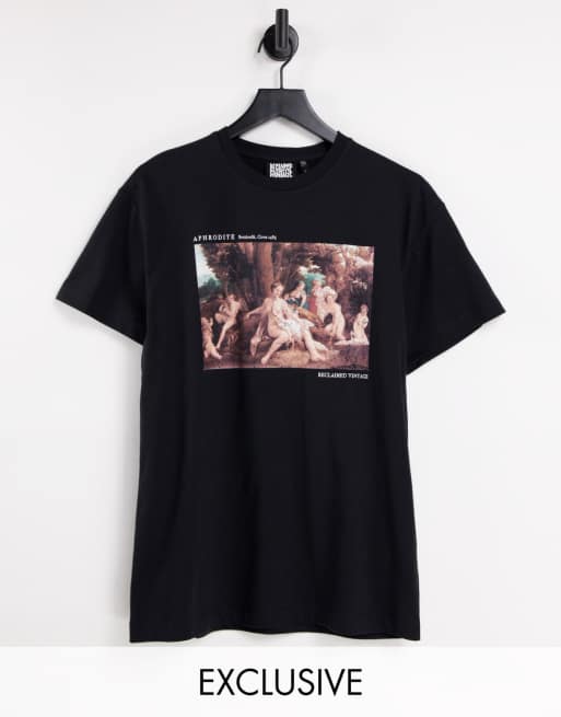 Reclaimed Vintage inspired - Sort t-shirt med kunstprint i bomuld - BLACK