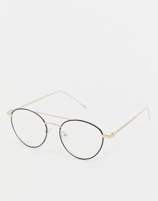 Reclaimed Vintage Inspired - Sorte runde briller med dobbelt bro - KUN HOS ASOS