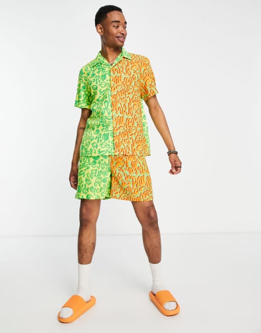 Reclaimed Vintage inspired spliced logo shirt co-ord