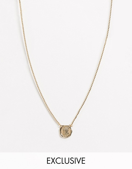 Reclaimed Vintage inspired St Christopher necklace in gold