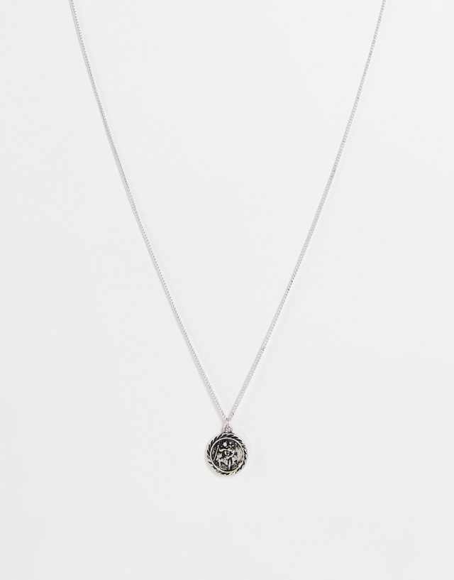 Reclaimed Vintage Inspired St Christopher pendant necklace in burnished silver