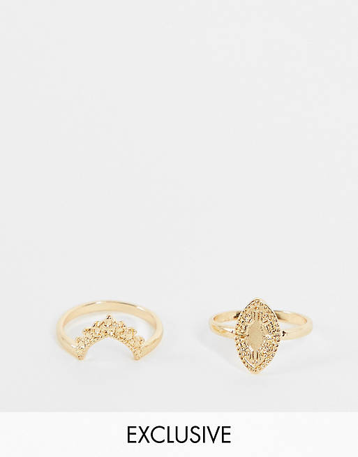 Reclaimed vintage inspired stacking rings in gold 2 pack